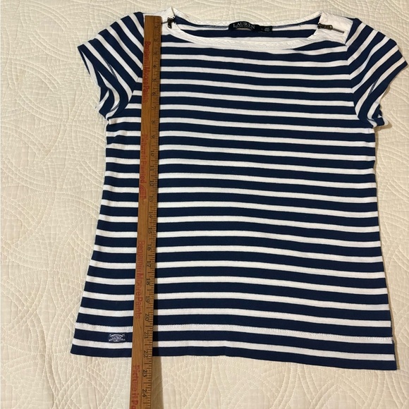 Vintage Ralph Lauren Navy and White Striped Top Large - Picture 4 of 7